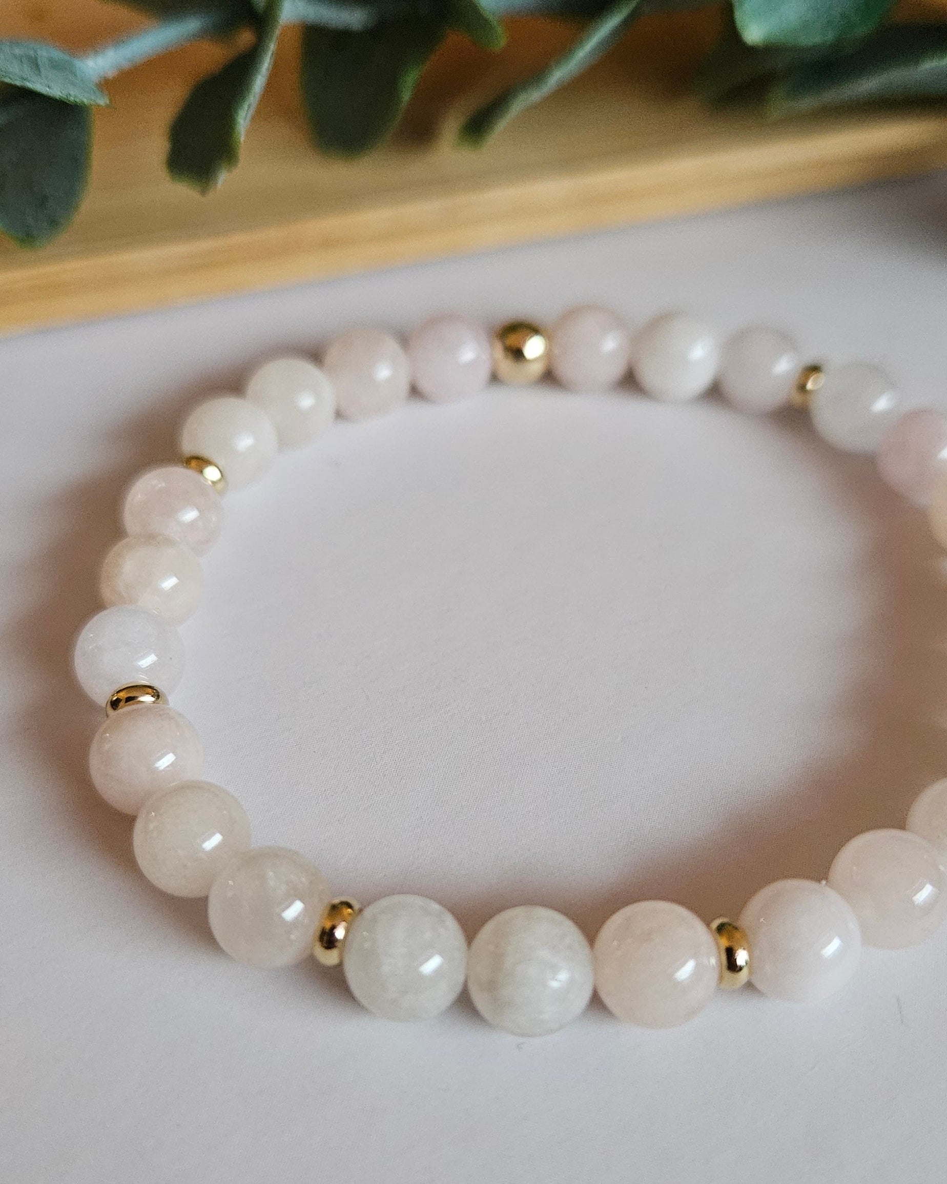 pink morganite with gold accents