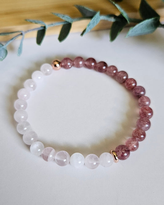 Soul Bloom Bracelet | Madagascar Rose Quartz and Strawberry Quartz for Love and Emotional Healing