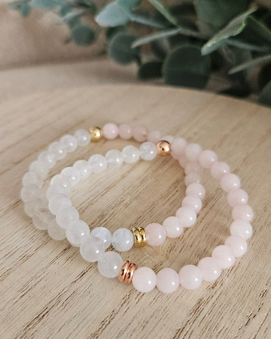 Moonstone & Rose Quartz Bracelet | Gentle Love & Emotional Ease