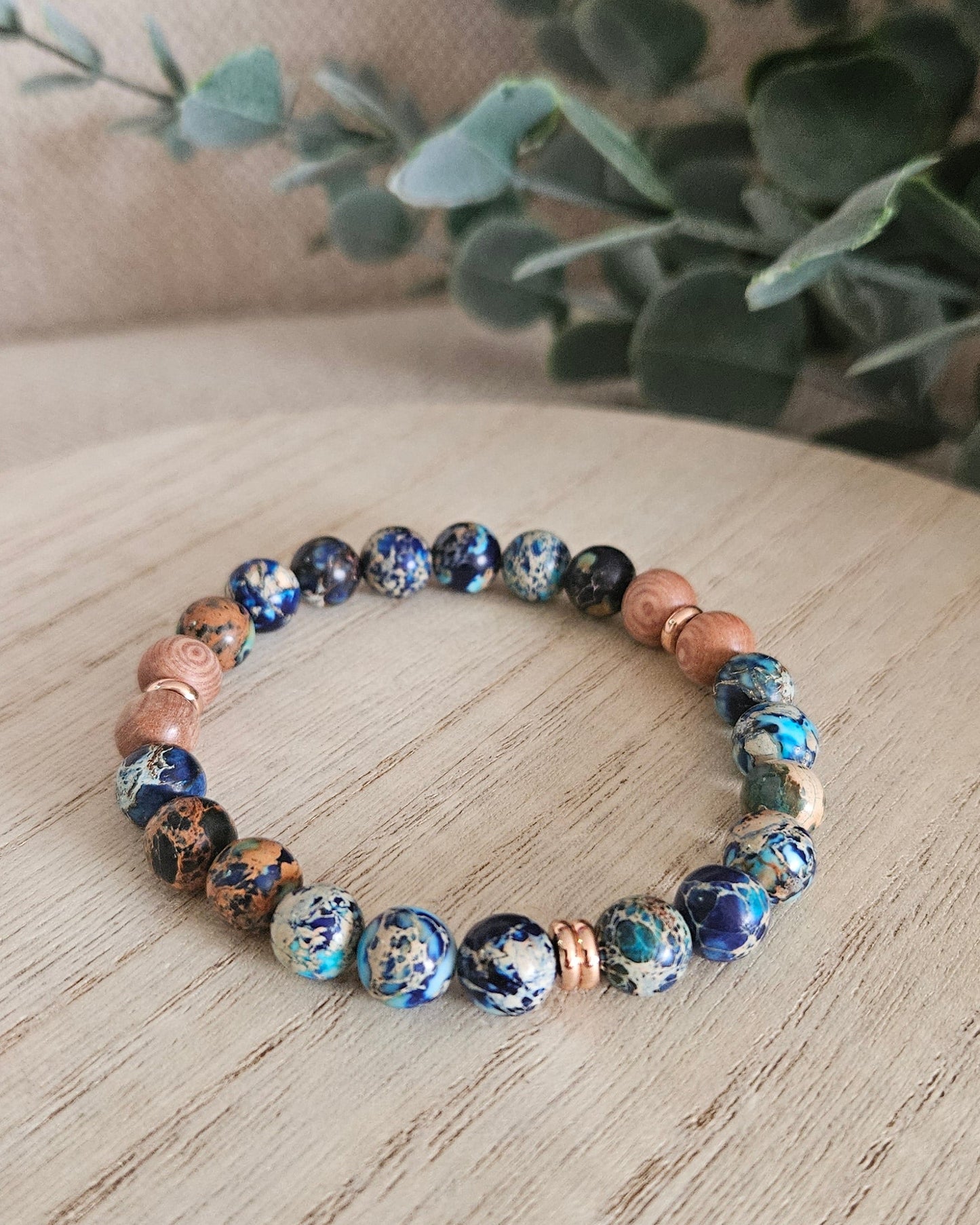 Sea Sediment Jasper & Rosewood Bracelet | Calm Reflection & Grounded Flow