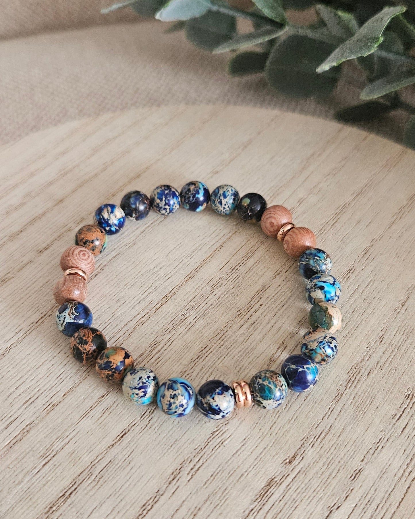 Sea Sediment Jasper & Rosewood Bracelet | Calm Reflection & Grounded Flow