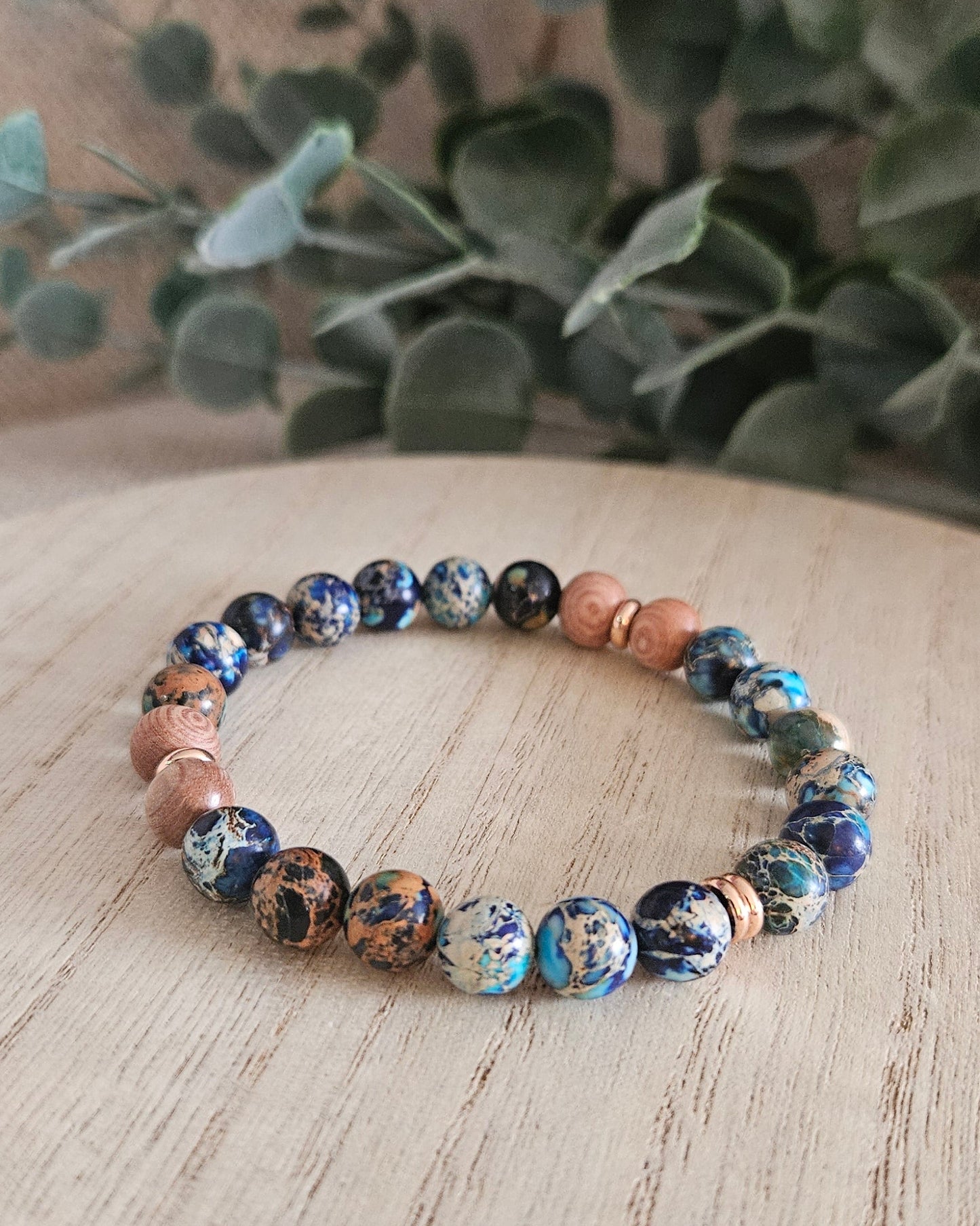 Sea Sediment Jasper & Rosewood Bracelet | Calm Reflection & Grounded Flow
